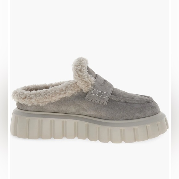 NWT VOILE BLANCHE GRENELLE Genuine Shearling Platform Mule - Picture 3 of 16